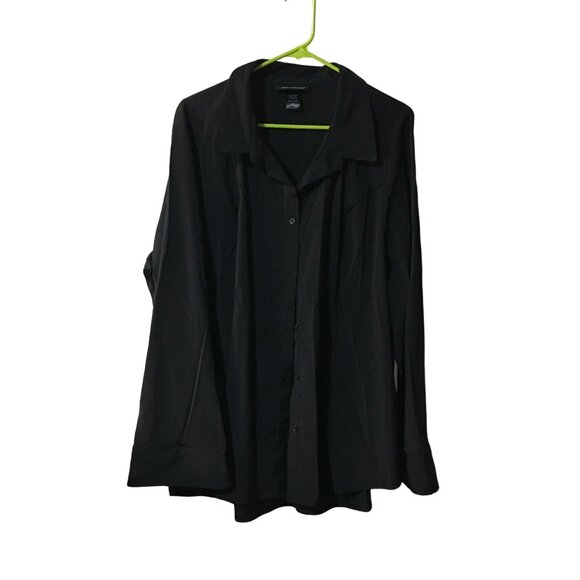 ASHLEY STEWART BLACK LONG SLEEVE BUTTON DOWN SHIRT WOMENS SIZE 24 - Picture 1 of 4